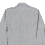 CALVIN KLEIN Mens Grey & White Striped Shirt L Classic Button Up Cotton Blend