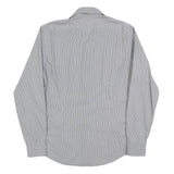 CALVIN KLEIN Mens Grey & White Striped Shirt L Classic Button Up Cotton Blend