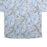 KAMP SHIRT Mens Blue Floral Cotton Hawaiian Shirt L Casual Summer Beachwear