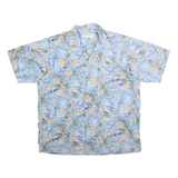 KAMP SHIRT Mens Blue Floral Cotton Hawaiian Shirt L Casual Summer Beachwear