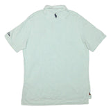 RALPH LAUREN Mens Green & White Striped Golf Short Sleeve Polo Shirt L Golf