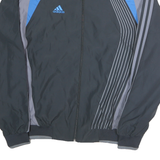 ADIDAS Womens Black & Blue Zip Jacket UK 10 Polyester Track Sports Casual