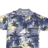 TOMMY BAHAMA Mens Blue & Yellow Hawaiian Print Short Sleeve Polo Shirt S Island