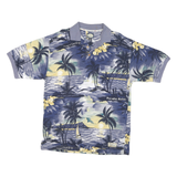 TOMMY BAHAMA Mens Blue & Yellow Hawaiian Print Short Sleeve Polo Shirt S Island