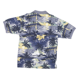 TOMMY BAHAMA Mens Blue & Yellow Hawaiian Print Short Sleeve Polo Shirt S Island