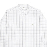 LACOSTE Mens White & Black Checked Shirt L Cotton Long Sleeve Casual