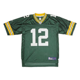 NFL Mens Green & Yellow Football Shirt L Short Sleeve V-Neck Rodgers 12 Jersey