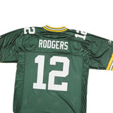 NFL Mens Green & Yellow Football Shirt L Short Sleeve V-Neck Rodgers 12 Jersey