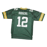 NFL Mens Green & Yellow Football Shirt L Short Sleeve V-Neck Rodgers 12 Jersey