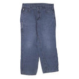 CARHARTT Mens Regular Fit Blue Cotton Blend Zip Trousers W36 L30 Workwear Casual