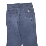 CARHARTT Mens Regular Fit Blue Cotton Blend Zip Trousers W36 L30 Workwear Casual