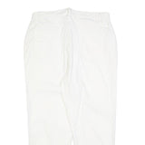 Womens Regular Fit White Cotton Blend Zip Trousers W30 L25 Casual Embroidered