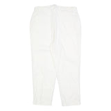 Womens Regular Fit White Cotton Blend Zip Trousers W30 L25 Casual Embroidered