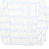 DELVINO Mens White & Light Blue Stripe Cotton Blend Shirt M Classic Fit Casual