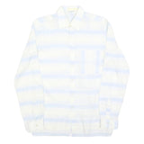 DELVINO Mens White & Light Blue Stripe Cotton Blend Shirt M Classic Fit Casual