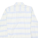 DELVINO Mens White & Light Blue Stripe Cotton Blend Shirt M Classic Fit Casual