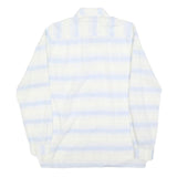 DELVINO Mens White & Light Blue Stripe Cotton Blend Shirt M Classic Fit Casual