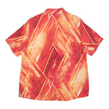 SAN REMO Womens Red Orange Printed Short Sleeve Collared Shirt XL Button Up