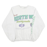 Womens White Sweatshirt M North West Crest Pullover Cotton Blend Casual