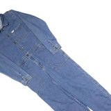 LEE Womens Blue Denim Cotton Blend Playsuit S Button Closure Collar Pockets