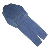 LEE Womens Blue Denim Cotton Blend Playsuit S Button Closure Collar Pockets