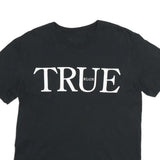 TRUE RELIGION Mens Black Graphic T-Shirt M Short Sleeve Crew Neck Cotton