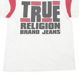 TRUE RELIGION Mens White & Red Graphic T-Shirt M Short Sleeve Crew Neck Cotton