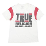 TRUE RELIGION Mens White & Red Graphic T-Shirt M Short Sleeve Crew Neck Cotton