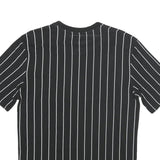 KARL KANI Mens Black & White Pinstripe Graphic T-Shirt S Short Sleeve Crew Neck