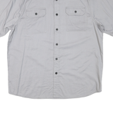 WRANGLER Mens Grey Cotton Blend Short Sleeve Shirt L Button Pocket Casual