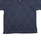 NAUTICA Mens Navy Blue Argyle Short Sleeve Polo Shirt L Cotton Blend Casual