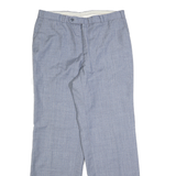 Relaxed Mens Blue Straight Trousers W32 L32 Smart Casual Zip Fastening