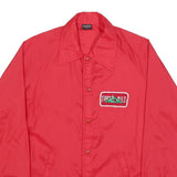 SPORTS MASTER Mens Red Nylon Button Jacket S Plain Lightweight Casual Outerwear