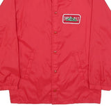 SPORTS MASTER Mens Red Nylon Button Jacket S Plain Lightweight Casual Outerwear