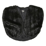 COOL FACE Womens Black Faux Fur Cropped Jacket M Polyester Blend Soft Texture