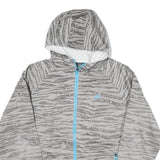 NIKE Mens Grey Blue Printed Jacket L Polyester Blend Zip Hooded Regular Fit