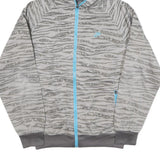 NIKE Mens Grey Blue Printed Jacket L Polyester Blend Zip Hooded Regular Fit