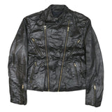 WILSON Womens Black Leather Biker Jacket M Zip Soft Real Stylish Zipped