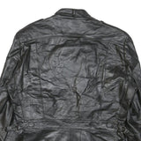 WILSON Womens Black Leather Biker Jacket M Zip Soft Real Stylish Zipped