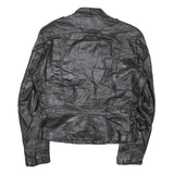 WILSON Womens Black Leather Biker Jacket M Zip Soft Real Stylish Zipped