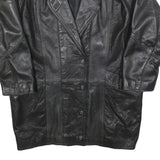 Womens Black Leather Button Jacket S Plain Classic Stylish Soft