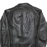Womens Black Leather Button Jacket S Plain Classic Stylish Soft