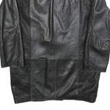 Womens Black Leather Button Jacket S Plain Classic Stylish Soft