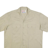 DICKIES Mens Beige Cotton Short Sleeve Shirt L Button Pocket Workwear