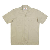 DICKIES Mens Beige Cotton Short Sleeve Shirt L Button Pocket Workwear