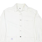 LEE Womens White Cotton Blend Button Jacket M Plain Casual Classic Workwear