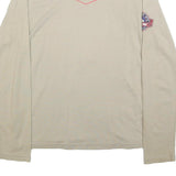 FILA Mens Beige & Red Graphic Long Sleeve Crew Neck T-Shirt S Cotton Blend