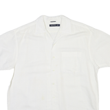 NAUTICA Mens White & Cream Casual Shirt L Cotton Blend Summer Style