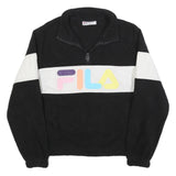 FILA Womens Black White Colourblock Pullover Plain Round Neck Tight Knit S