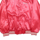 CARDINAL Mens Red Satin Jacket L Nylon Chalet Lounge Vintage Button-Up Retro